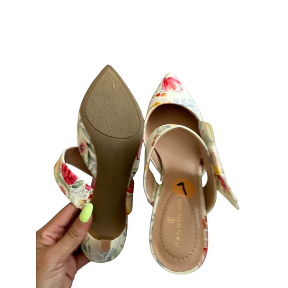 BANDOLINO Floral Kitten Mules Heels Size 7 NEW NWOB - Picture 7 of 10